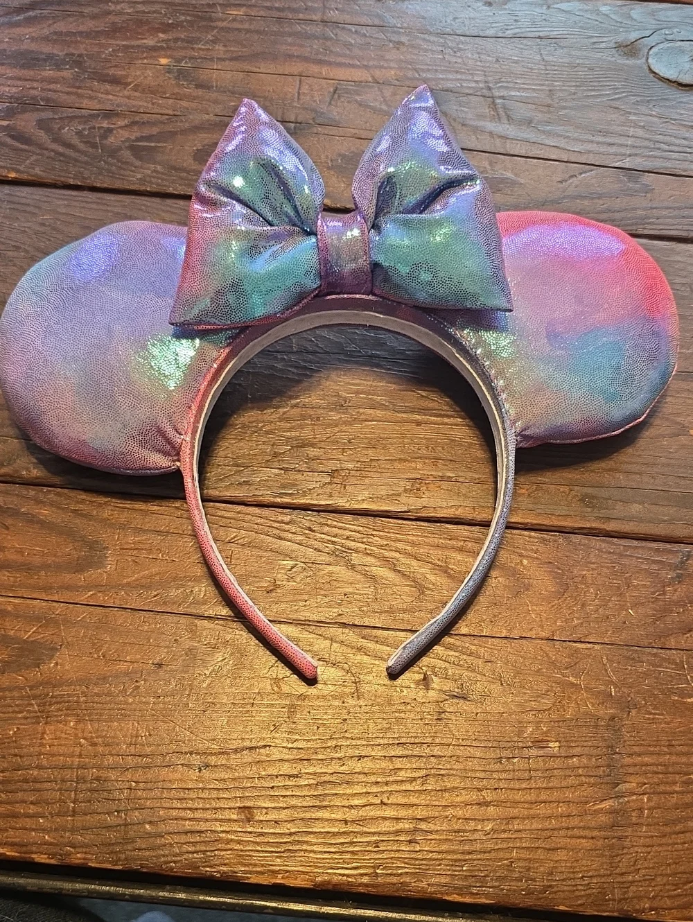 Iridescent Purple Kids Mouse Ears Headband with Bow Aurora Inspired